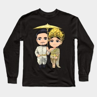 Khmer Cambodian Couple Chibi Character Long Sleeve T-Shirt